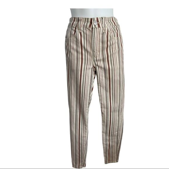 American Eagle Hi Rise Striped Jeggings Pants Brown Size 6 - Picture 7 of 13